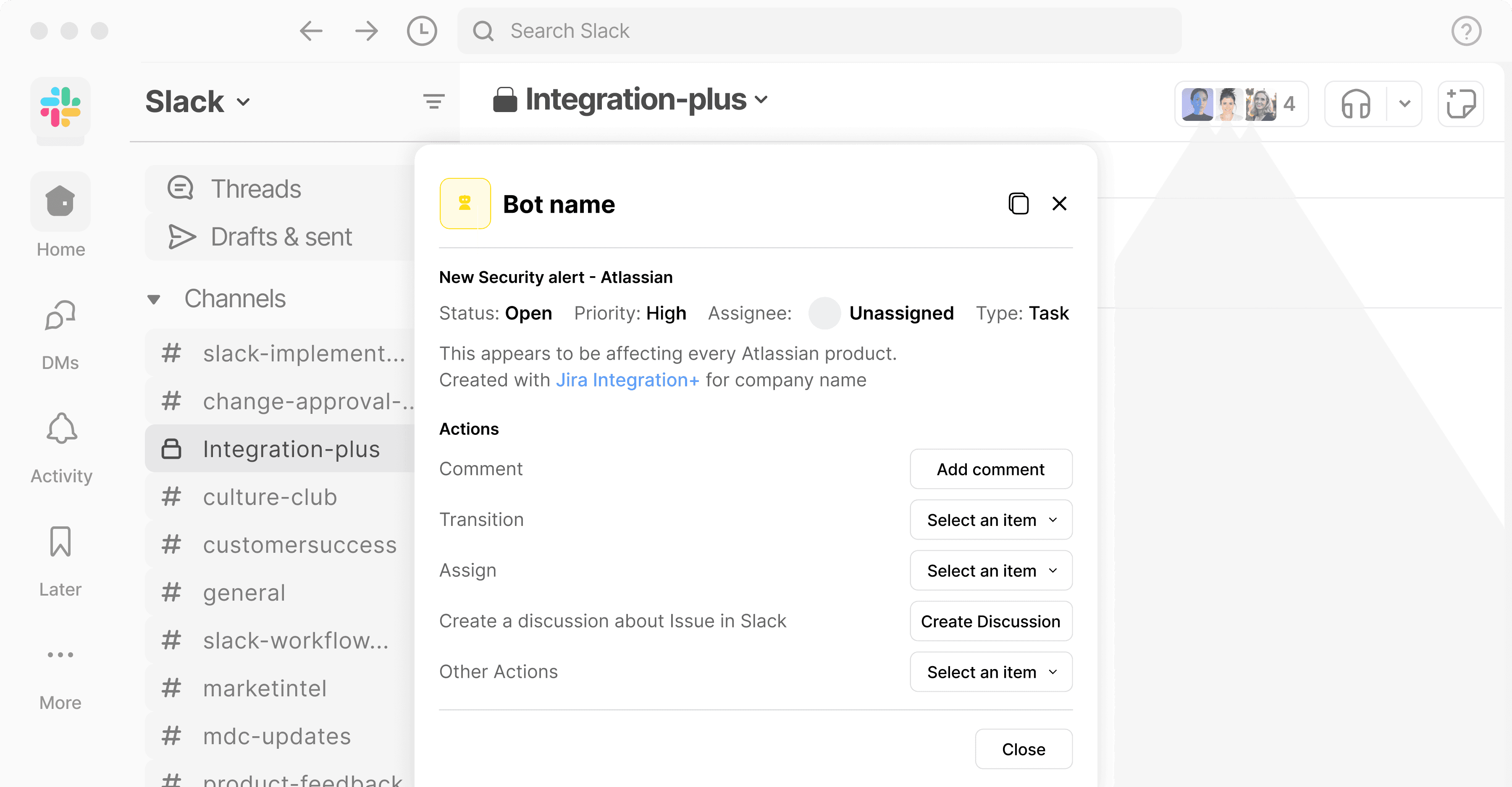 Slack bot dialog window preview in slack
