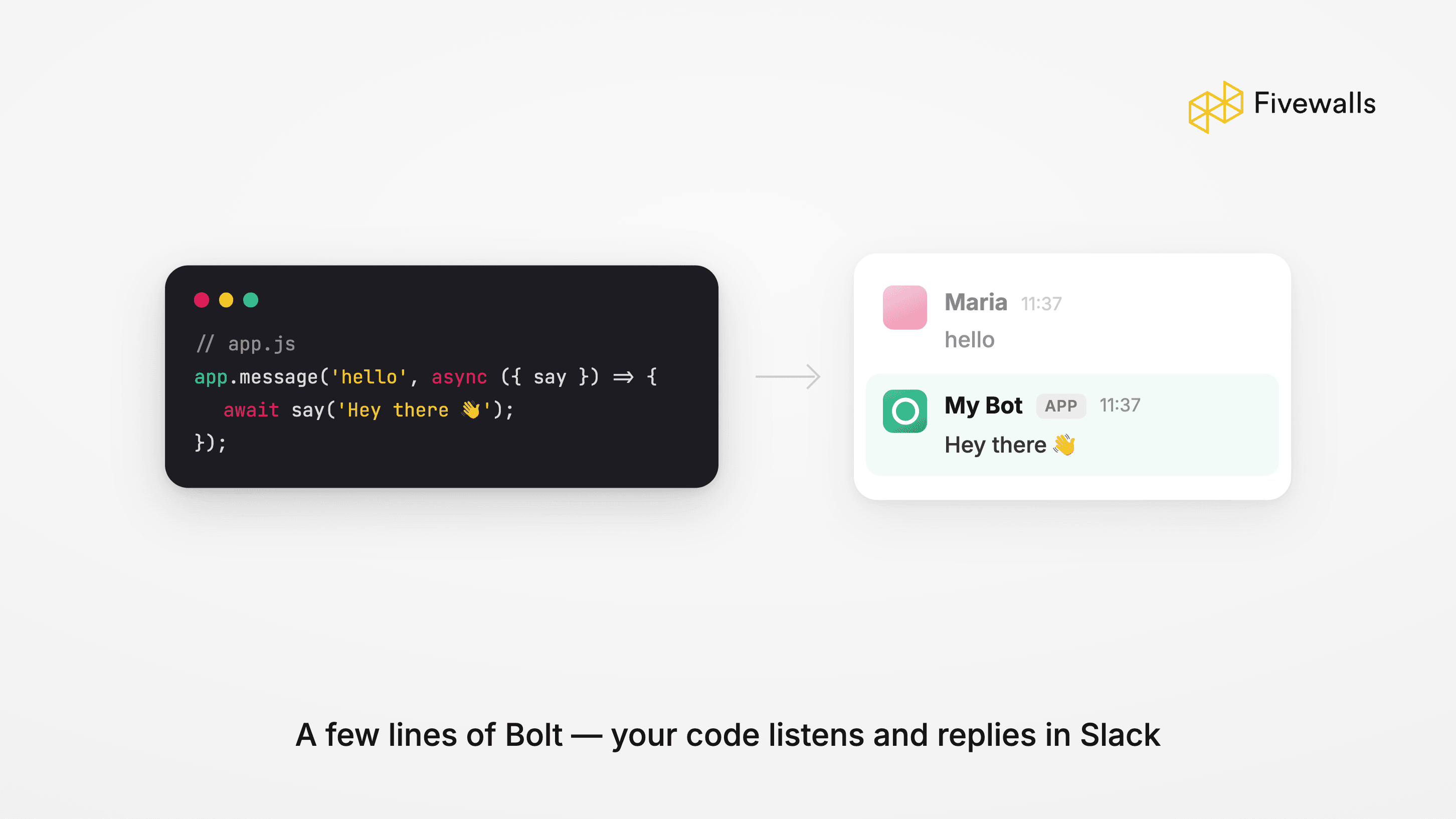 Developer writing code using the Slack API and Bolt SDK to create a custom bot